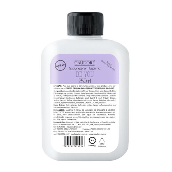 REFIL SABONETE ESPUMA BE YOU 250ml - GAUDORE