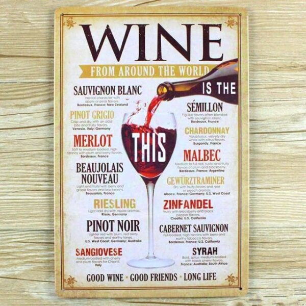 PLACA WINE METAL 20X30CM - 5 ESTRELAS